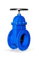 Large diameter metal gate valve with a rubber wedge to block the flow of water in the pipeline. photo