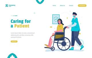 Treating patient in wheelchair illustration vector
