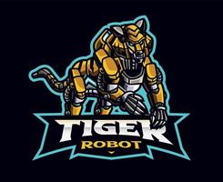 diseño del logotipo de la mascota del robot tigre vector