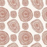 Cross-section of a tree seamless pattern hand draw. Tree rings hand draw seamless vector pattern. Saw cut tree trunk background. Vector seamless pattern.