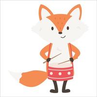 Fox playing drum with sticks vector