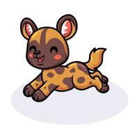 Cute wild dog cartoon running vector