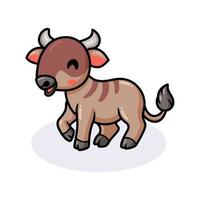 Cute little wildebeest cartoon posing vector