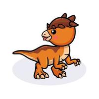 Cute little pachycephalosaurus dinosaur cartoon vector