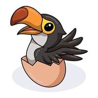 Cute little toucan cartoon hatching from egg vector