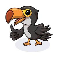 Cute little toucan bird cartoon giving thumb up vector