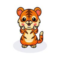 Cute baby tiger cartoon posing vector