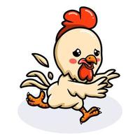 Cute little rooster cartoon running vector