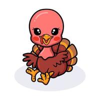 Cute baby turkey cartoon sitting vector