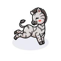 Cute little zebra cartoon jumping vector