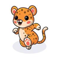 Cute happy baby leopard cartoon vector