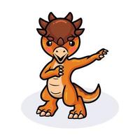 Cute little pachycephalosaurus dinosaur cartoon standing vector