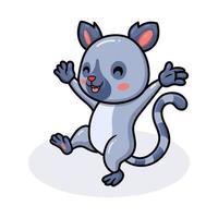 Cute happy little lemur cartoon waving hand vector