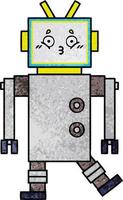 robot de dibujos animados de textura grunge retro vector