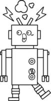 line drawing cartoon robot vector