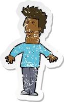 retro distressed sticker of a cartoon stressed man vector