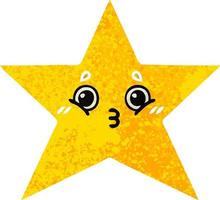 estrella de oro de dibujos animados de estilo de ilustración retro vector