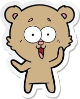 sticker of a laughing teddy  bear cartoon vector