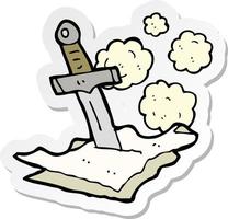 sticker of a cartoon dagger in papers vector