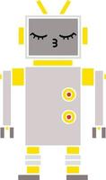 flat color retro cartoon robot vector