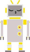 flat color retro cartoon robot vector