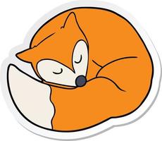sticker of a cartoon sleeping fox vector