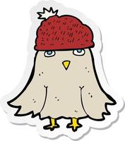 sticker of a cartoon owl wearing hat vector