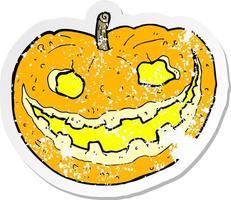 retro distressed sticker of a cartoon spooky pumpkin