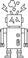 line drawing cartoon robot vector