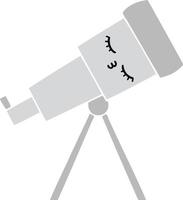 flat color retro cartoon telescope vector