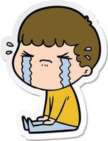 sticker of a cartoon man crying vector