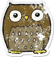 distressed sticker of a cartoon owl vector