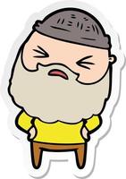 sticker of a cartoon man with beard vector