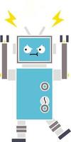 flat color retro cartoon robot vector