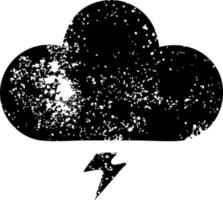 distressed symbol thunder cloud vector