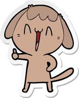 sticker of a cartoon laughing dog vector