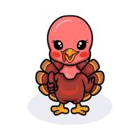 Cute baby turkey cartoon giving thumb up vector