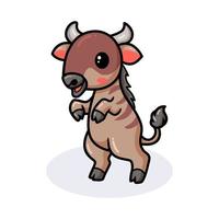 Cute little wildebeest cartoon posing vector