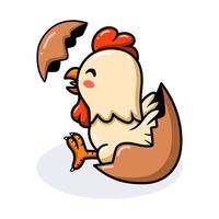 Cute little rooster cartoon inside an egg