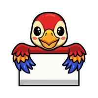 Cute little parrot cartoon with blank sign vector