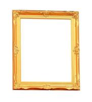 old antique gold frame over white background photo