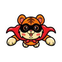Cute superhero tiger cartoon flying vector