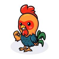 Cute strong little rooster cartoon vector