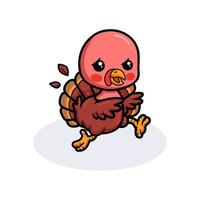 Cute baby turkey cartoon running vector