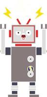 flat color retro cartoon broken robot vector