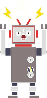 flat color retro cartoon broken robot