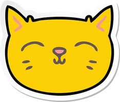 sticker of a quirky hand drawn cartoon cat face vector