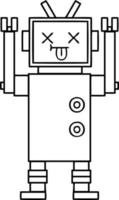 line drawing cartoon robot vector