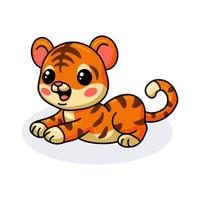 Cute baby tiger cartoon lying down vector