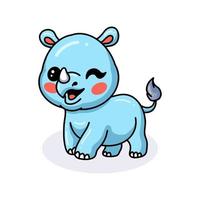 Cute happy baby rhino cartoon vector